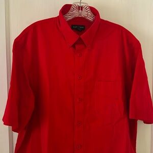 Lands’ End Red Cotton Short-Sleeved Button-down, Size L-T (16-16.5)